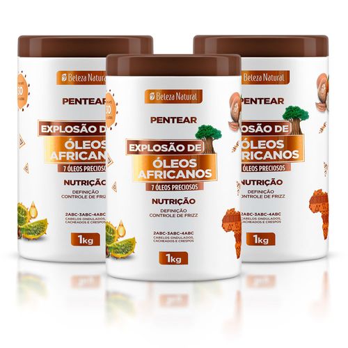 Kit Creme Pentear Explosão de Óleos Africanos 1Kg (3 itens) | bn.Cachos